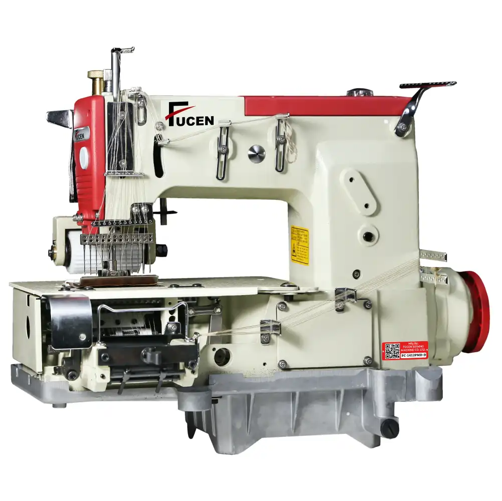 12 needle flatbed double chain stitch machine with rear puller & front metering device FC-1412-PMD-D available on TradeMSME India Supplier Marketplace